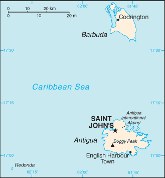 Mapa: Antigua y Barbuda