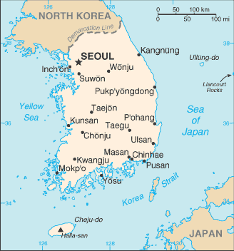 Mapa: Corea del Sur