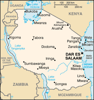 Mapa: Tanzanía