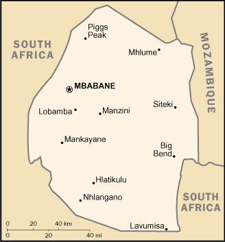 Mapa: Swazilandia