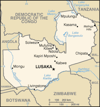 Mapa: Zambia